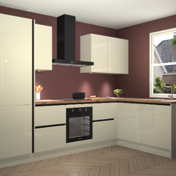 Magnolia hoogglans greeploze keuken Bazel 112621