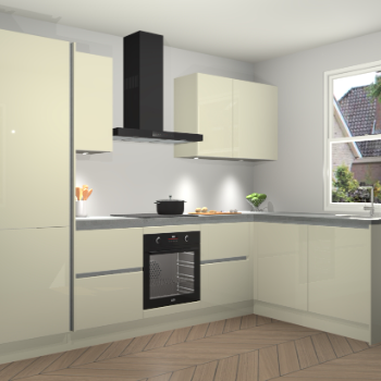 Magnolia hoogglans greeploze keuken Bazel 112636