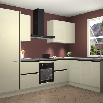 Magnolia hoogglans greeploze keuken Bazel 112639