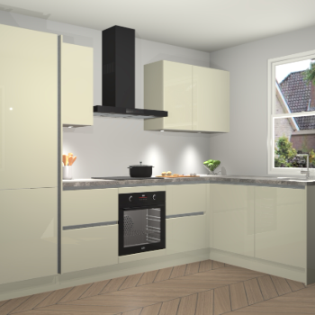 Magnolia hoogglans greeploze keuken Bazel 112662