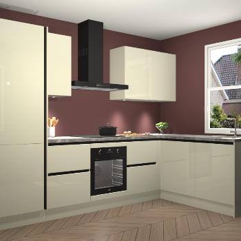 Magnolia hoogglans greeploze keuken Bazel 112665