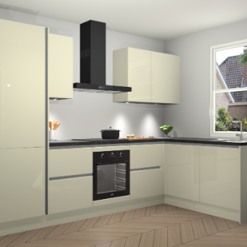 Magnolia hoogglans greeploze keuken Bazel 112705