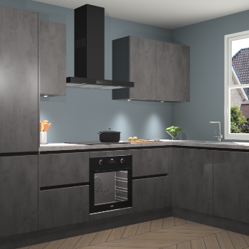 Beton Antraciet greeploze keuken Geneve 112736