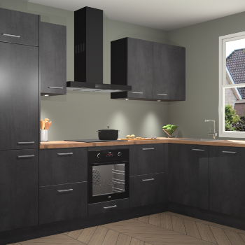 Beton Zwarte keuken Geneve 112629