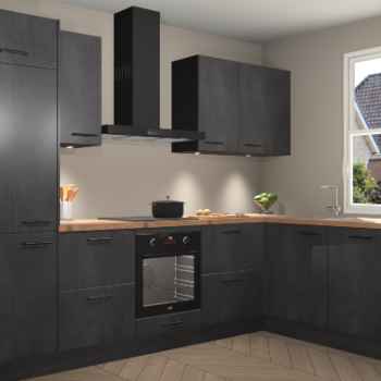 Beton Zwarte keuken Geneve 112631