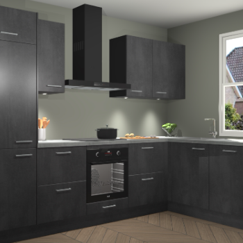 Beton Zwarte keuken Geneve 112757