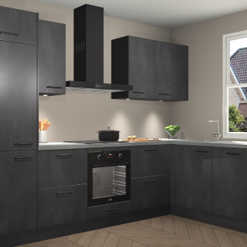 Beton Zwarte keuken Geneve 112759