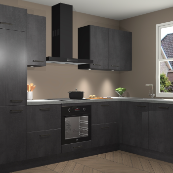 Beton Zwarte keuken Geneve 112760