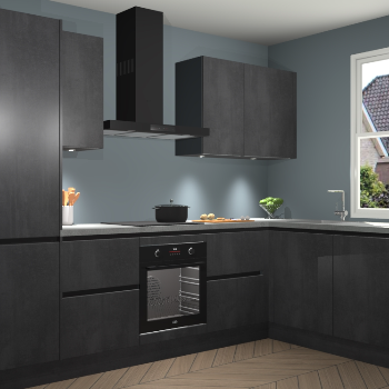 Beton Zwarte greeploze keuken Geneve 112761