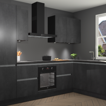 Beton Zwarte greeploze keuken Geneve 112824