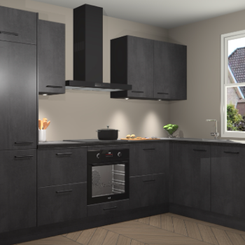 Beton Zwarte keuken Geneve 112825