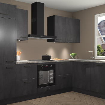 Beton Zwarte keuken Geneve 112832