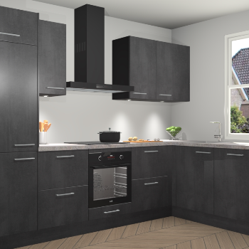 Beton Zwarte keuken Geneve 112847