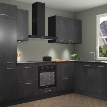 Beton Zwarte keuken Geneve 112862