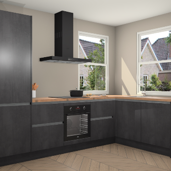 Beton Zwarte greeploze keuken Salzburg 112601