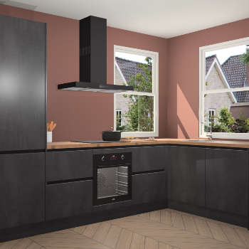 Beton Zwarte greeploze keuken Salzburg 112604