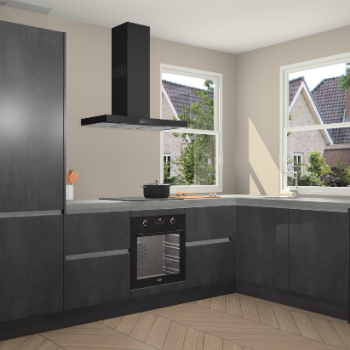 Beton Zwarte greeploze keuken Salzburg 112785