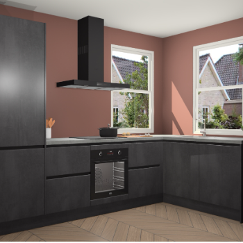 Beton Zwarte greeploze keuken Salzburg 112800