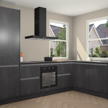 Beton Zwarte greeploze keuken Salzburg 112786