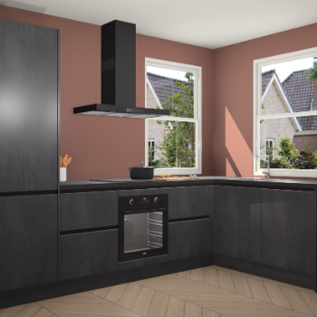 Beton Zwarte greeploze keuken Salzburg 112801