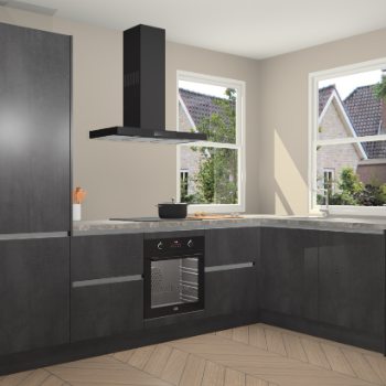 Beton Zwarte greeploze keuken Salzburg 112787