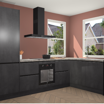 Beton Zwarte greeploze keuken Salzburg 112802