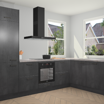 Beton Zwarte keuken Salzburg 112798