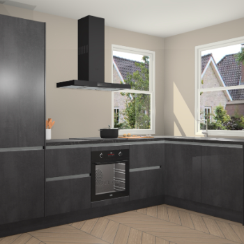 Beton Zwarte greeploze keuken Salzburg 112789