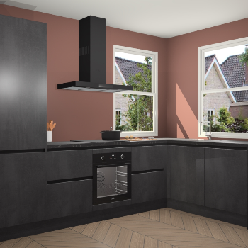 Beton Zwarte greeploze keuken Salzburg 112804