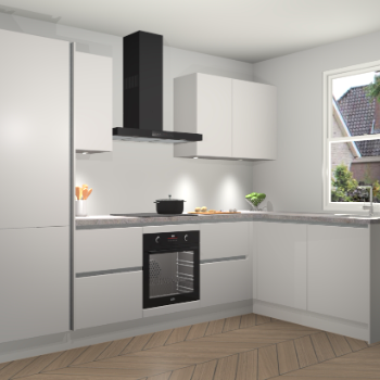 Zijdegrijze greeploze keuken Bazel 112869