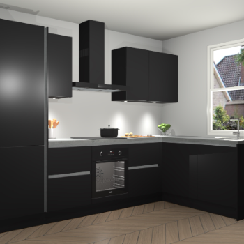 Zwarte greeploze keuken Bazel 112978