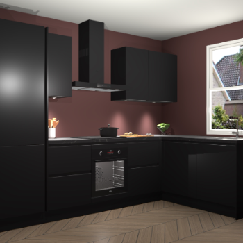 Zwarte greeploze keuken Bazel 113090