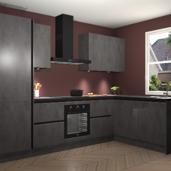 Beton Antraciet greeploze keuken Bazel 113572
