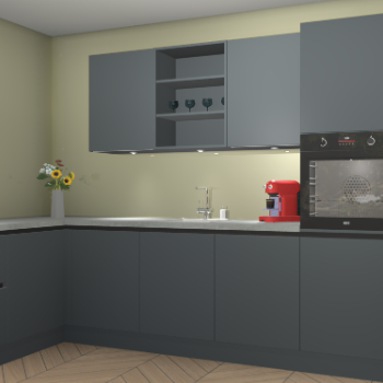 Onyxgrijze greeploze keuken Gotenburg 113428