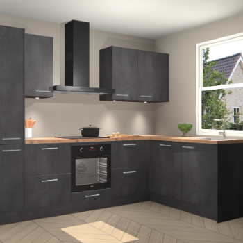 Beton Zwarte keuken Bazel 113604