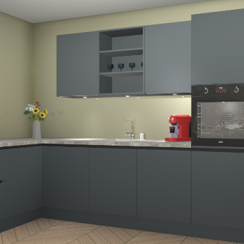 Onyxgrijze greeploze keuken Gotenburg 113449