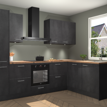 Beton Zwarte keuken Bazel 113605