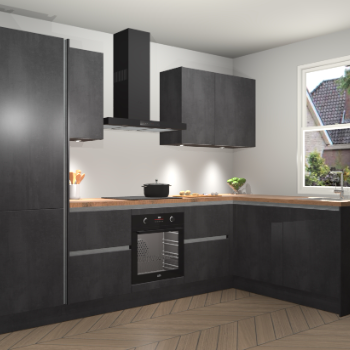 Beton Zwarte greeploze keuken Bazel 113606