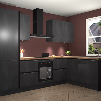 Beton Zwarte greeploze keuken Bazel 113609