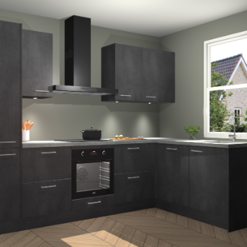 Beton Zwarte keuken Bazel 113618