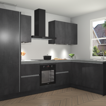 Beton Zwarte greeploze keuken Bazel 113619