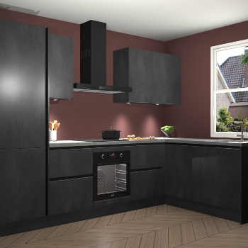 Beton Zwarte greeploze keuken Bazel 113622