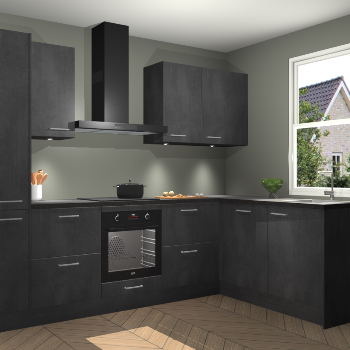 Beton Zwarte keuken Bazel 113796