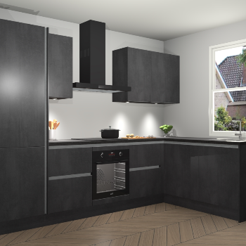 Beton Zwarte greeploze keuken Bazel 113797