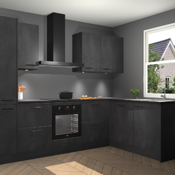 Beton Zwarte keuken Bazel 113799