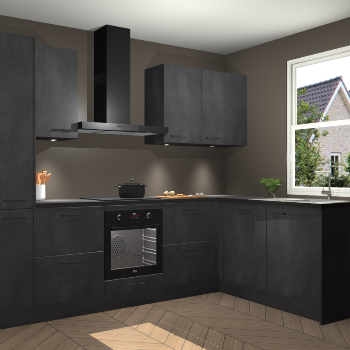 Beton Zwarte keuken Bazel 113800