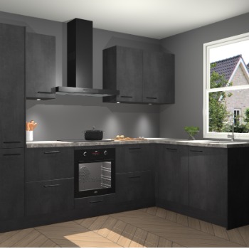 Beton Zwarte keuken Bazel 113805