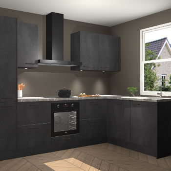 Beton Zwarte keuken Bazel 113806