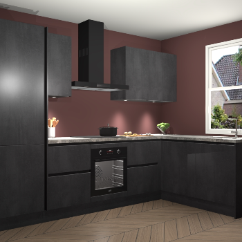 Beton Zwarte greeploze keuken Bazel 113807