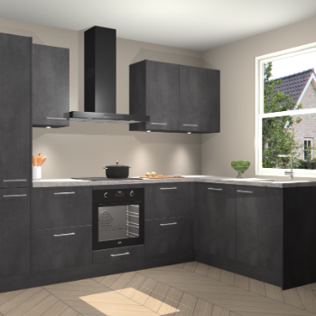 Beton Zwarte keuken Bazel 113815